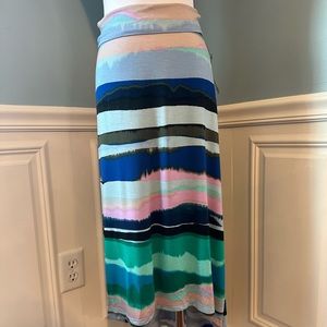 Women petite small multicolored strip skirt